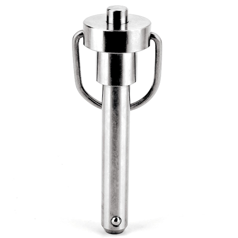 1 Pc Stainless Steel Ring Handle Locking Pin Ball Lock pins Quick Release pin with Button Locating pins Safety pins Dowels w/ Reinforced Lanyard (Dia.:1/2, 3in) Dia.:1/2