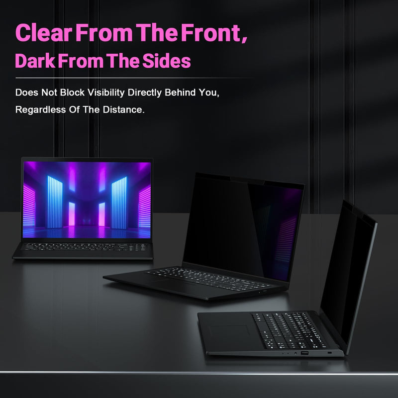 PYS Magnetic Laptop Privacy Screen 14 Inch 16:9 - Laptop Screen Privacy Shield, Anti-Blue Light, Anti-Glare Filter, Removable Screen Protector Black