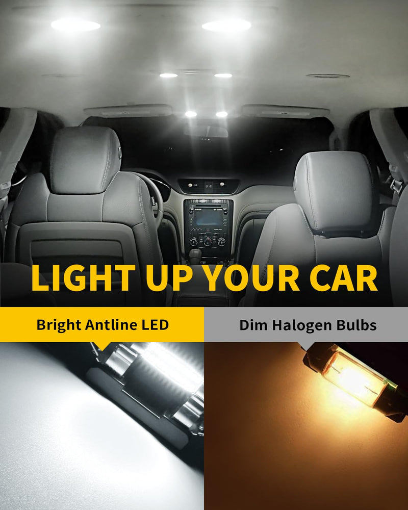 211-2 212-2 578 569 214-2 41MM 1.61”LED Bulb White, Super Bright Canbus Error Free 12 Volt Replacements for Interior Dome Map Vanity Mirror Sun Visor Lights (Pack of 10) 41MM/211-2/578