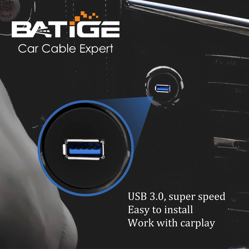 BATIGE 5 Pack Single Port USB 3.0 Car Mount Flush Cable USB 3.0 Male to Female Extension Waterproof for Car Truck Boat Motorcycle Dashboard Panel 3ft