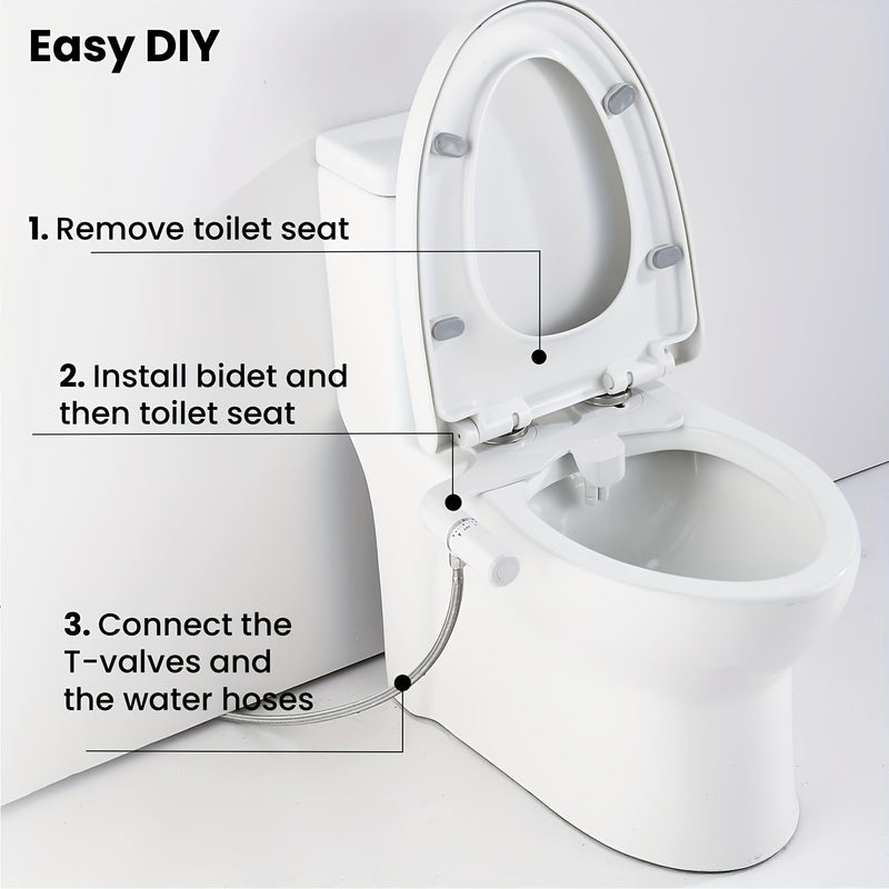 Ultra-Slim Bidet Toilet Attachment, Self-Cleaning Retractable Dual Nozzle (Rear & Feminine Wash), Non-Electric Bidet for Toilet with Adjustable Water Pressure, No Seat Gap, Easy DIY Install (White)