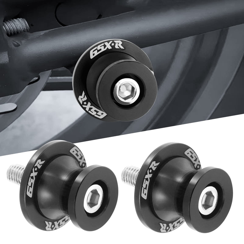 2Pcs Motorcycle Swing Arm Spools for Suzuki GSXR 125 250 300 600 750 1000 Aluminum (Black) Black