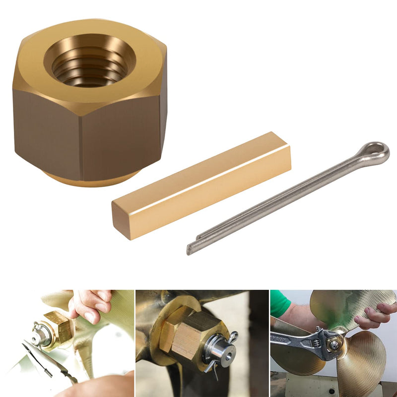 5008 Prop Nut Kit Brass Boating Accessories for 1" & 1-1/8" Inboard Propeller Shaft