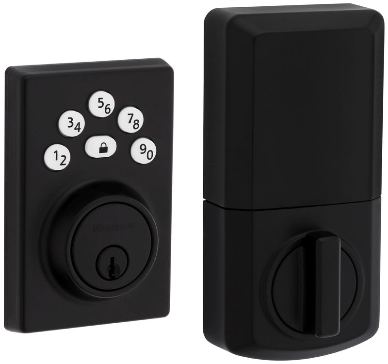 Kwikset 9240CNT-514 Contemporary Powerbolt Electronic SmartCode Deadbolt with RCAL Latch and RCS Strike Matte Black Finish No Size