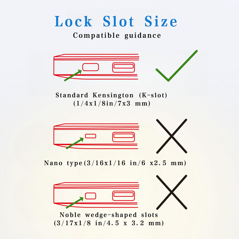2 Pack Laptop Lock,Hardware Security Cable Lock,Tablet Locking Cable,2 Keys Sturdy Steel with 6.6 Feet Cable,for Samsung Lenovo Android and All Other Notebooks and Tablets Silver silver-key-2pack