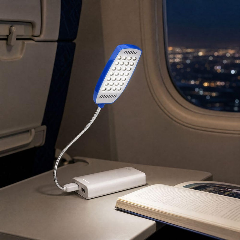 Light, Flexible Gooseneck Mini Lamp with 28 LEDs and Switch for Laptop, Desktop PC, Computer Keyboard, Travel Use and Portable Reading Lighting(Blue) Blue