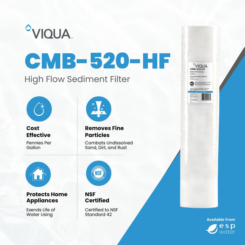 VIQUA CMB-520-HF Polypropylene Whole House 20 x 4.5 Inch 5 Micron Sediment Water Filter for VIQUA IHS22-D4, IHS22-E4, and VH410-F20 UV Systems