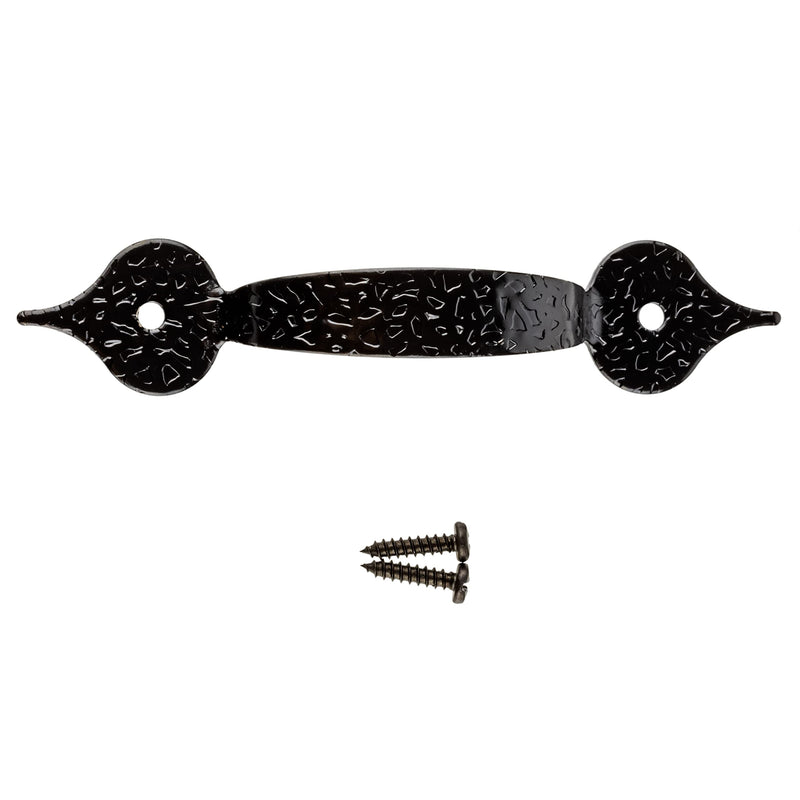 Hammered Black Drawer Pull | Centers: 3 1/4" | Handle for Antique Cabinet Door, Dresser Drawer, Desk | Reproduction Furniture Hardware | UP5-SBL (6) 6