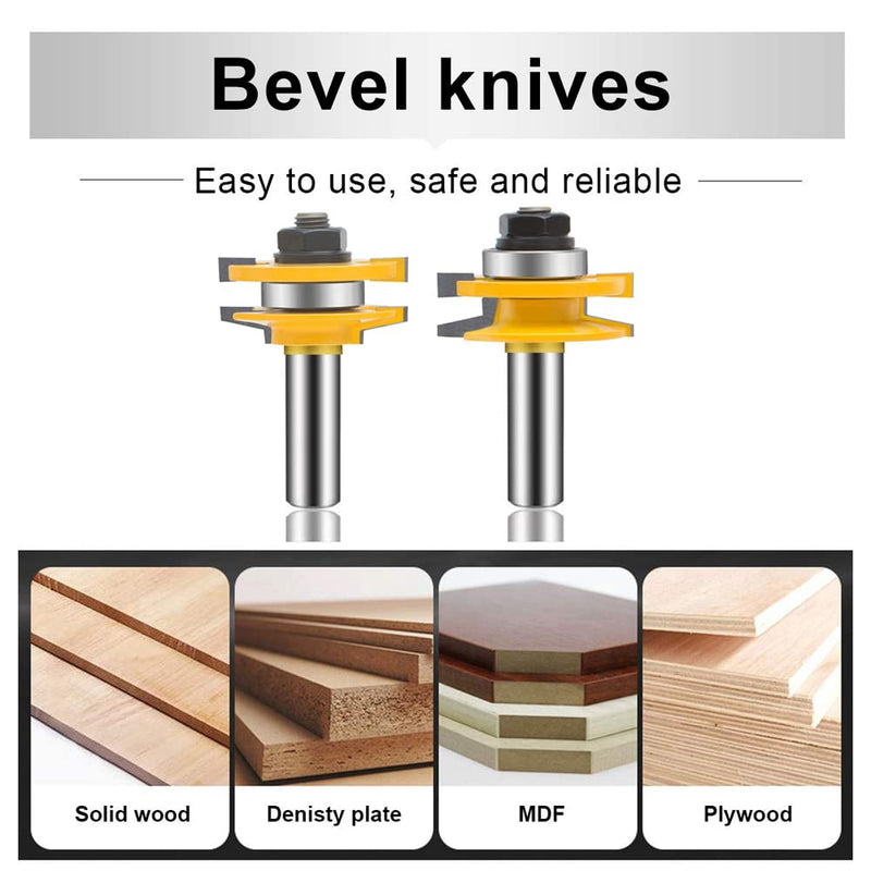 OLETBE Router Bit 1/2-Inch Shank 3PCS, Round Over Raised Panel Cabinet Door Ogee Rail and Stile Router Bits, Woodworking Wood Cutter, Wood Carbide Groove Tongue Milling Tool(Square) SQUARE