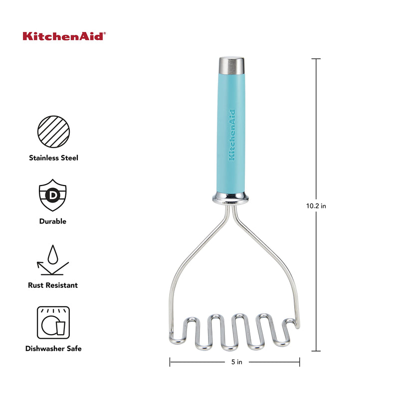 KitchenAid Gourmet Stainless Steel Wire Masher, 10.24-Inch, Aqua Sky One Size
