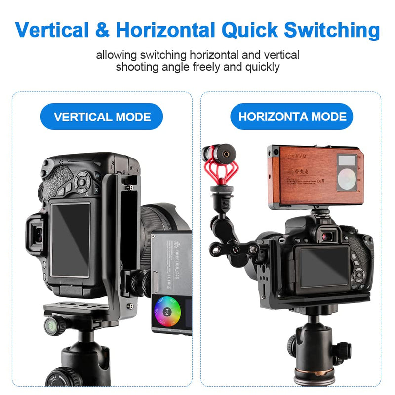 DSLR Camera L Bracket Quick Release Plate, Universal Application, Lightweight, Compatible with Canon Nikon Sony DJI Ronin Zhiyun Stabilizer Tripod Monopod Black-03