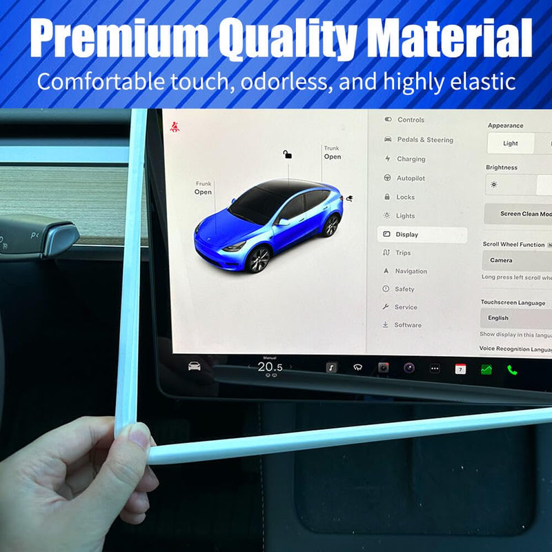 2Pcs Silicone Protector Frames of Screen and Rear View Mirror for Tesla Model 3 2017-2023 and Model Y 2019-Feb.2025. (White) White