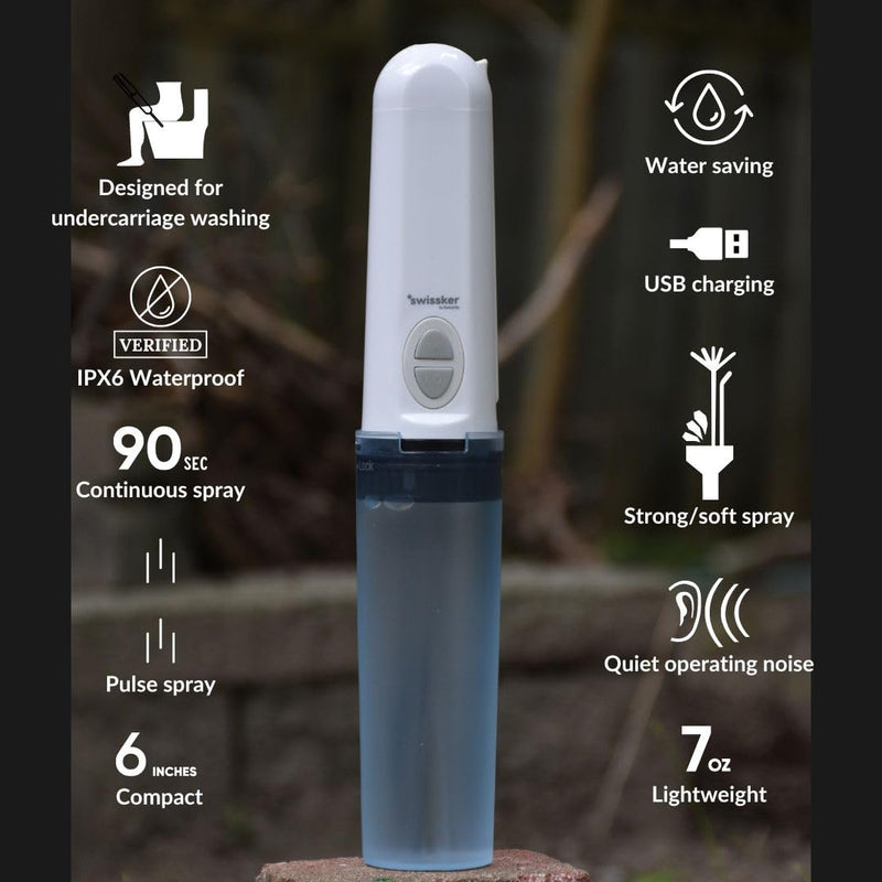 Swissker by Swissklip Portable Bidet Travel Sprayer – Rechargeable Electric Handheld Personal Hygiene Cleaner, Compact USB Bidet with Adjustable Pressure for Home & Travel