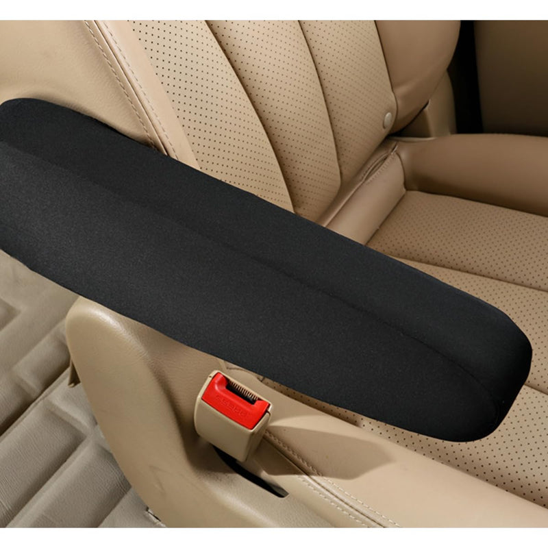 AUCELI 2 Pcs Car Front Seat Armrest Covers, Cloth Fabric Armrest Protectors, Direct Replacement Center Console Lid Armrest Cover Skin, Universal Accessories for Car, SUV, Truck and Van Black