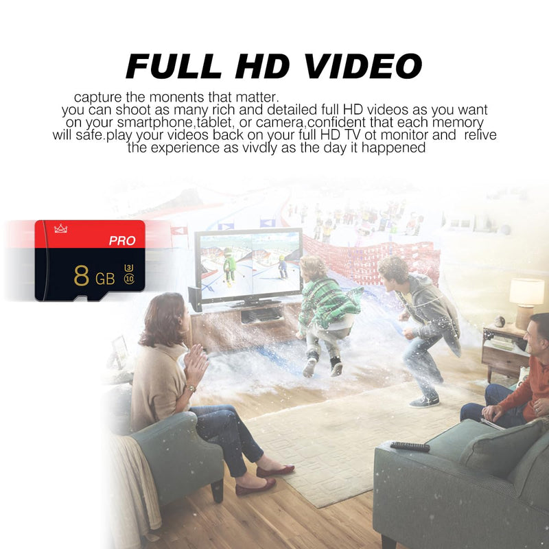 8GB Micro SD Card Class 10 Memory Card with Adapter | TF Card, High Speed Memory Card, For Tablet, Drone
