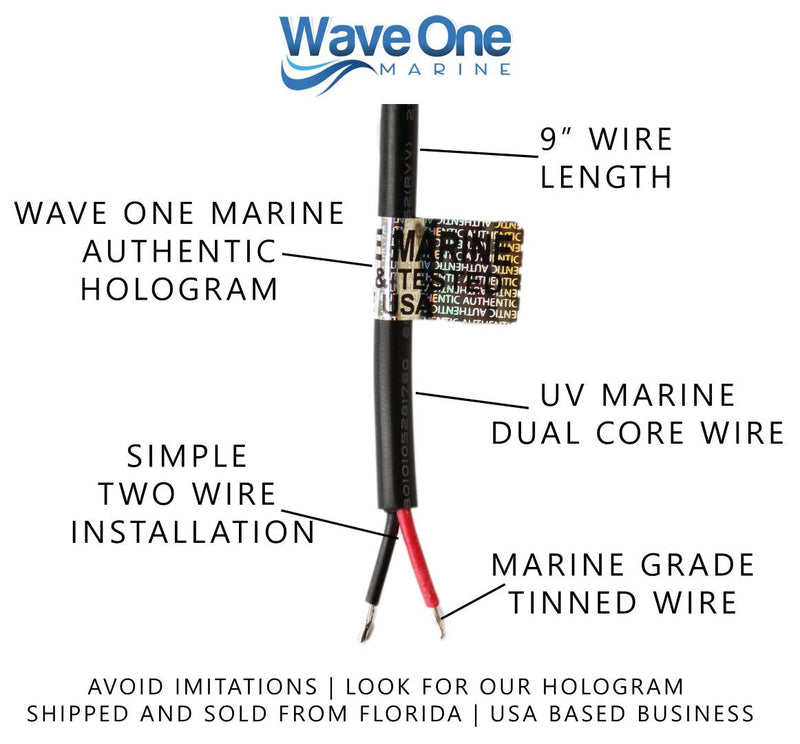 Wave One Marine Dual Color LED Boat Spreader Light Deck Flood Beam Stainless Hardware & Bracket IP68 Waterproof Multicolor Bright High Lumen Output (White Housing, White & Blue) White Housing White | Blue
