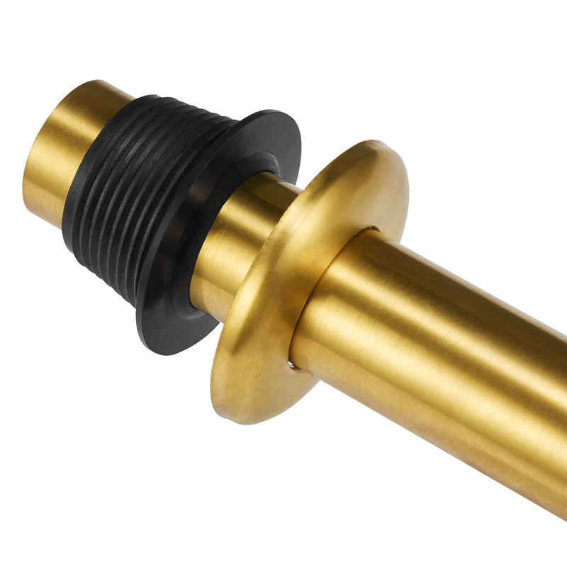 18 Gauge Solid Brass P-Trap 1 1/4” OD, Heavy Duty Brass Tubular J Bend Pipe Connector, Decorative Bathroom Basin Sink Waste Trap Drain Kit with Flange and Gasket Washers, Brushed Gold