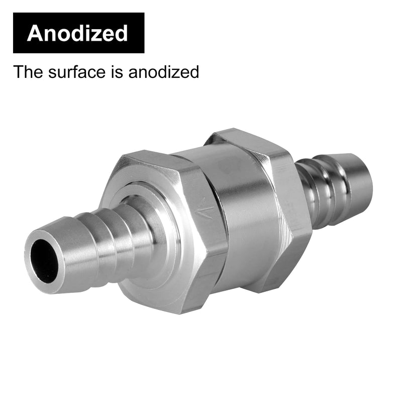 3/8" Fuel Check Valve, 2PCS OD 10mm One Way Bleeder Valve Inline Non Return for Diesel Gasoline Silver 3/8