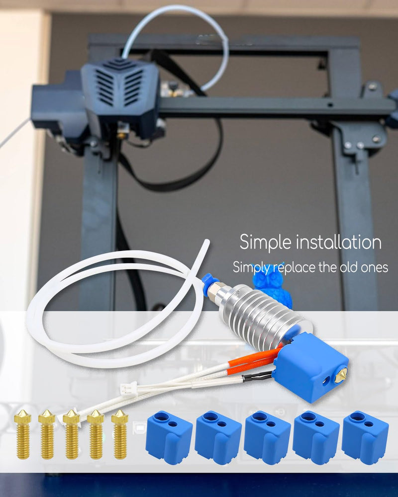 3D Printer Extruder Hotend Kit Fit for Anycubic Kobra Max, 3D Printer Assembled Hotend Print Head with 5 Silicone Sock 0.4mm Nozzle, 2 Pack