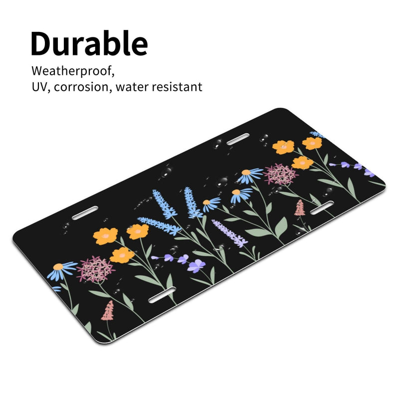 Wild Flower License Plate for Cars, 6x12 Inch Aluminum Metal Decorative License Plates, Universal Fit for Trucks, SUVs, Vehicles Wild Flower