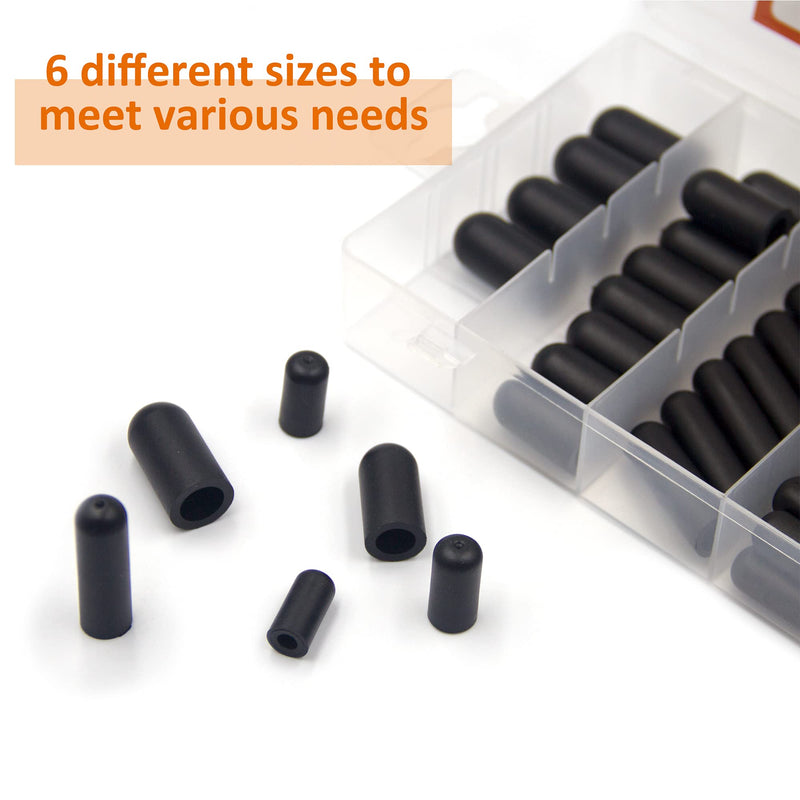 ISPINNER 100pcs Rubber Vacuum Caps Assortment Kit, Hose End Caps for Carburetor, Manifold, Automotive 3/16" 5/32" 7/32" 1/4" 5/16" 3/8" 100