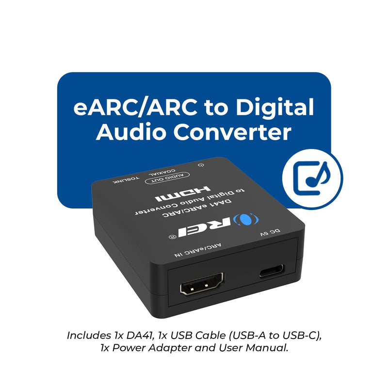 OREI eARC/ARC HDMI to Optical/Coaxial Audio Extractor, - Supports Dolby 5.1 Channel, DTS 5.1, LPCM 2.0 Channel HDTV Soundbar Speaker Amplifier (DA41)