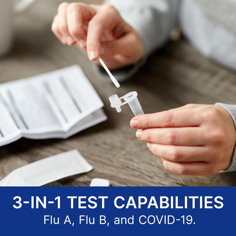 CorDx TyFast at Home Flu A/B & COVID-19 Multiplex Rapid Test Kit, Easy, Accurate, Fast Results in 10 Minutes, 3 in 1 Combo Kit, 5 Tests