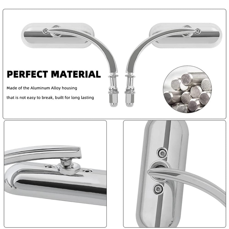 Chrome Oval Shape Motorcycle Mirrors,Upgrade Rearview Motorcycle Mirrors Compatible with Harley Road King Softail Street Glide Electra Dyna And More Chrome Oval Shape