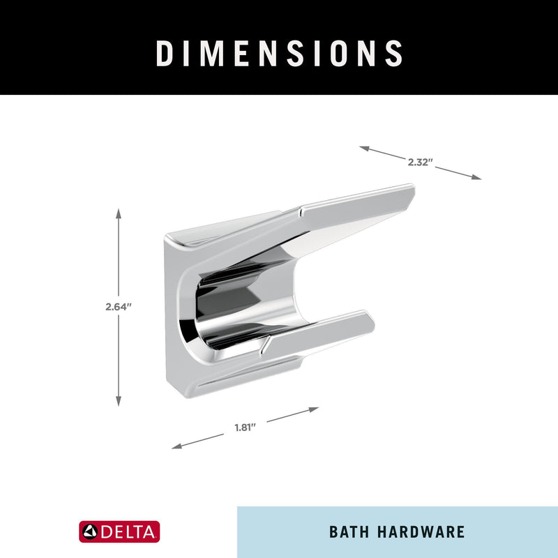 DELTA Pivotal Double Towel Hook, Chrome, Bathroom Accessories, 79936