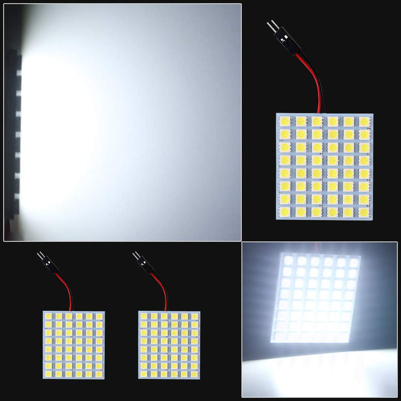 GLL Super White Energy-saving 5050 48-SMD LED Panel Dome Light Auto Car Interior Reading Plate Light Roof Ceiling Interior Wired Lamp+T10 BA9S Festoon Adapter-2pcs 2