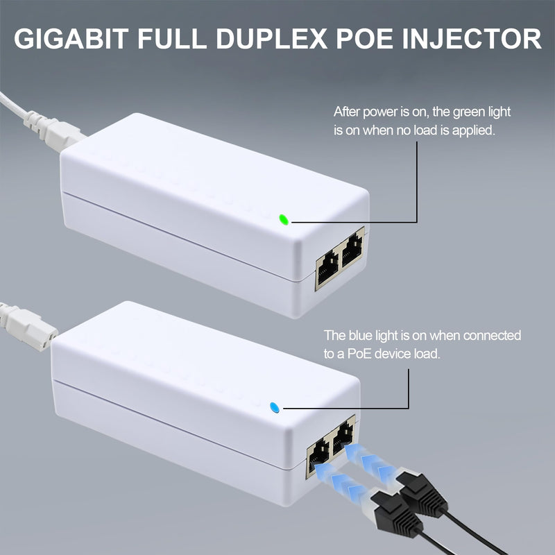 Gigabit PoE+ Injector – Converts Non-PoE to PoE+ (802.3af/at), 30W Power, Plug & Play, Up to 328ft (100m) Range, UL Certified, White – Ideal for IP Cameras, VoIP Phones & More