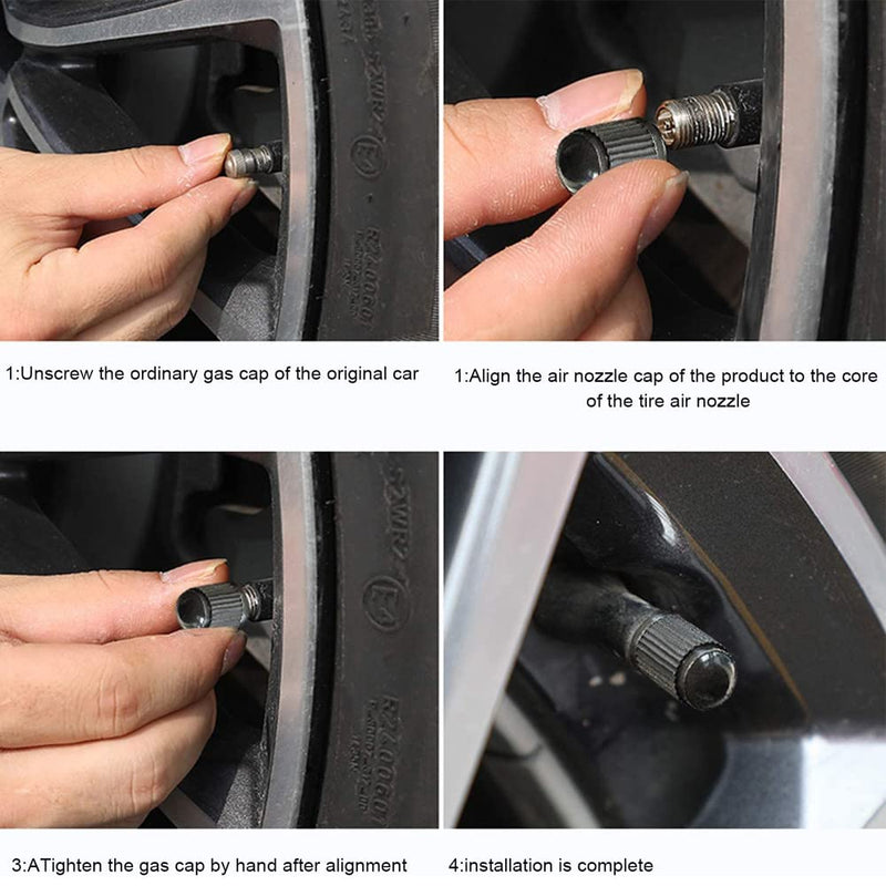 Tire Valve Stem Caps The Upgraded Version has a Sealing Ring for Car, Motorbike, Trucks, Bike, Bicycle （Black） (24) 24 Pack-Black