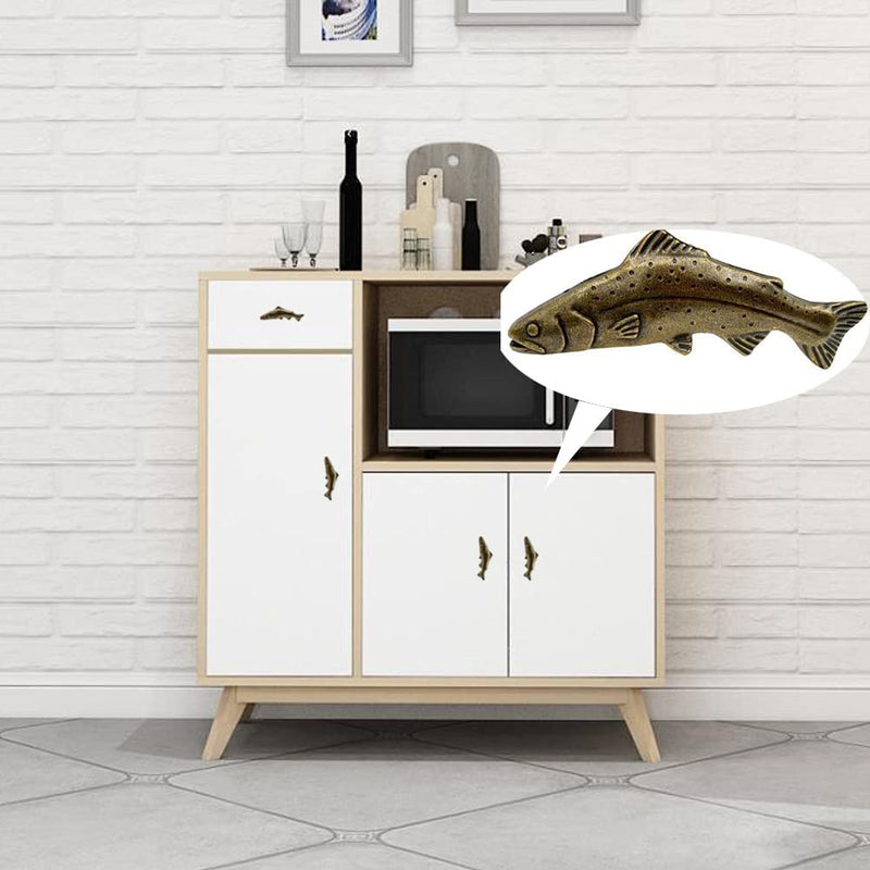 brandname 5Pcs Cabinet Handles, Fish Shape Cabinet Knobs, Creative Drawer Pulls, Double Hole Handle for Home Kitchen Dresser Closet Cupboard Wardrobes Door, Furniture Hardware Decoration