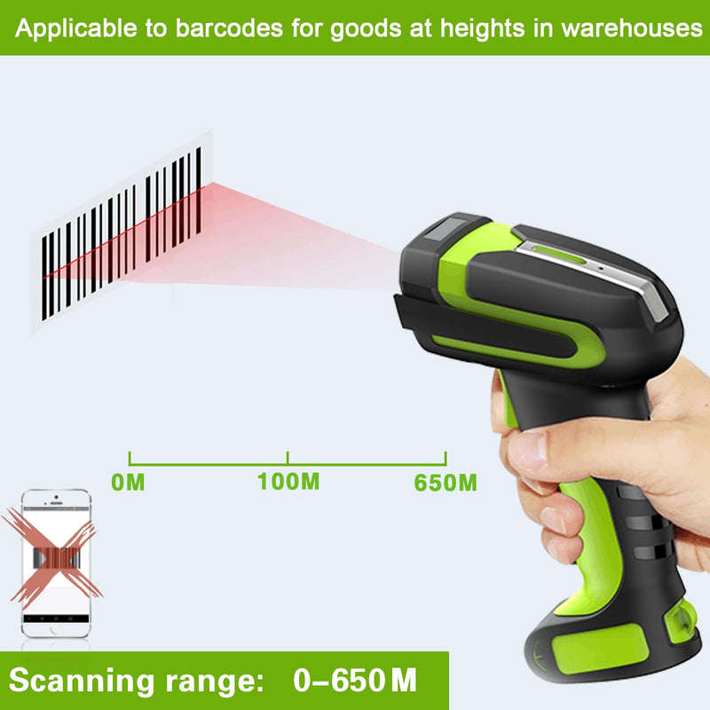 Industrial 433Mhz Wireless Barcode Scanner with Charging Cradle,IP65 Drop-Proof 2-in-1 Bluetooth and 433Mhz Barcode Reader for Laptop Desktop Tablet Android iOS,ipad LB