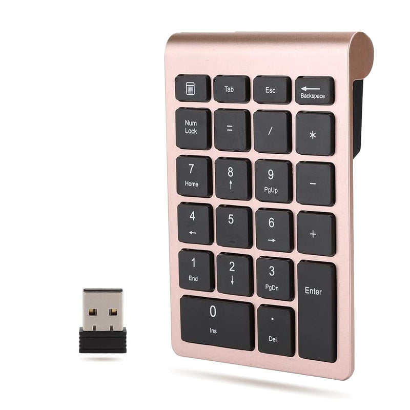 Yoidesu 22 Keys Wireless Number Pads, Numeric Keypad Portable 2.4 GHz Number Keyboard Financial Accounting Number Keyboard for Laptop, PC, Desktop, pro, Notebook, etc.(Rose Gold)