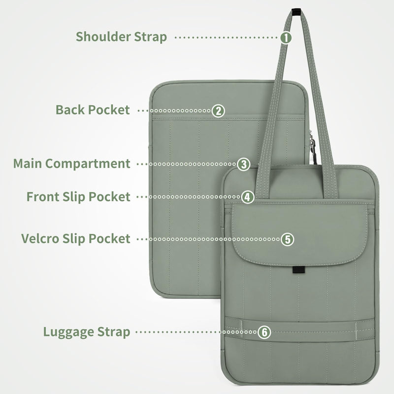FGZ Laptop Shoulder Bag for Women,Sage Green | Waterproof, Business Large Computer Handbag Purse Briefcase, Office Gifts for Women Sage Green