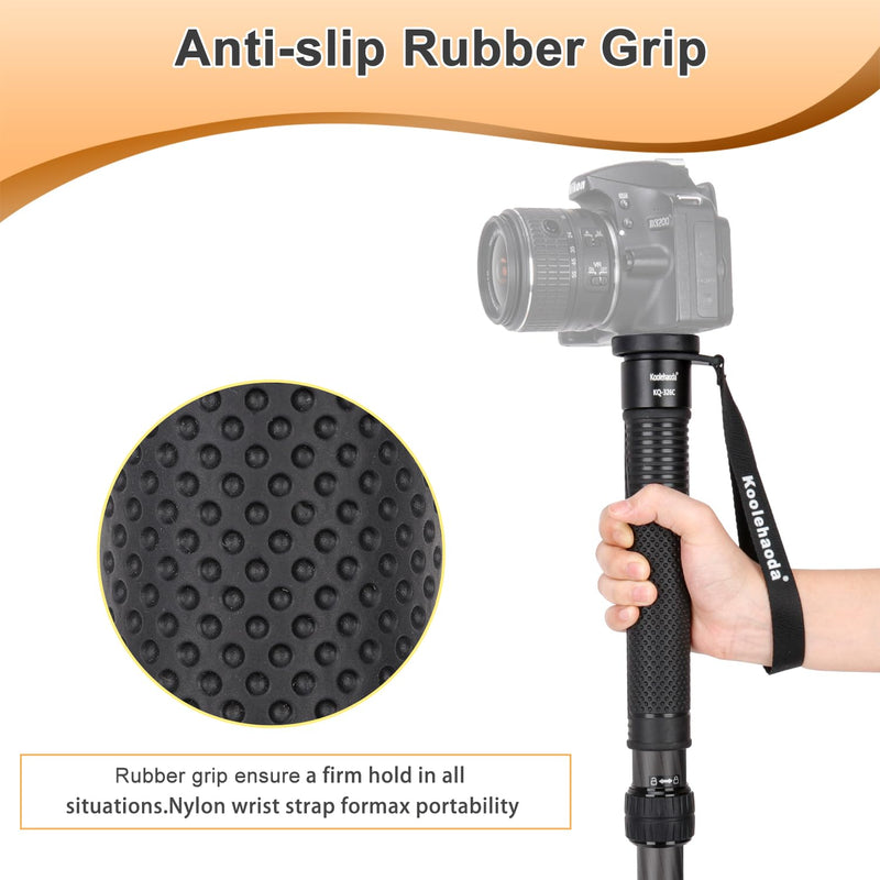 Koolehaoda Camera Monopod, 69 Inch Carbon Fiber Photography Monopod | Trave Telescopic Unipod Stick 32mm Tube 6 Section for Cameras Canon, Nikon & Sony Mirrorless & DSLR, Max Load 33lbs