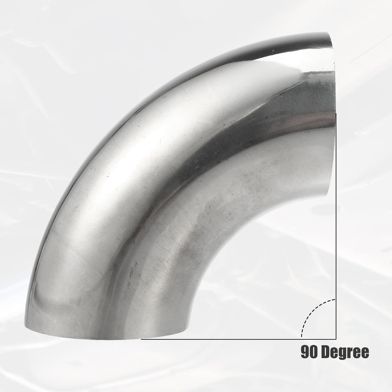 X AUTOHAUX 2pcs OD 1.75 Inch 90 Degree 1.5mm Thickness Mandrel Bend Elbow SS304 Stainless Steel Bend Tube Exhaust Elbow Pipe for Car Modified Exhaust System 1.75"
