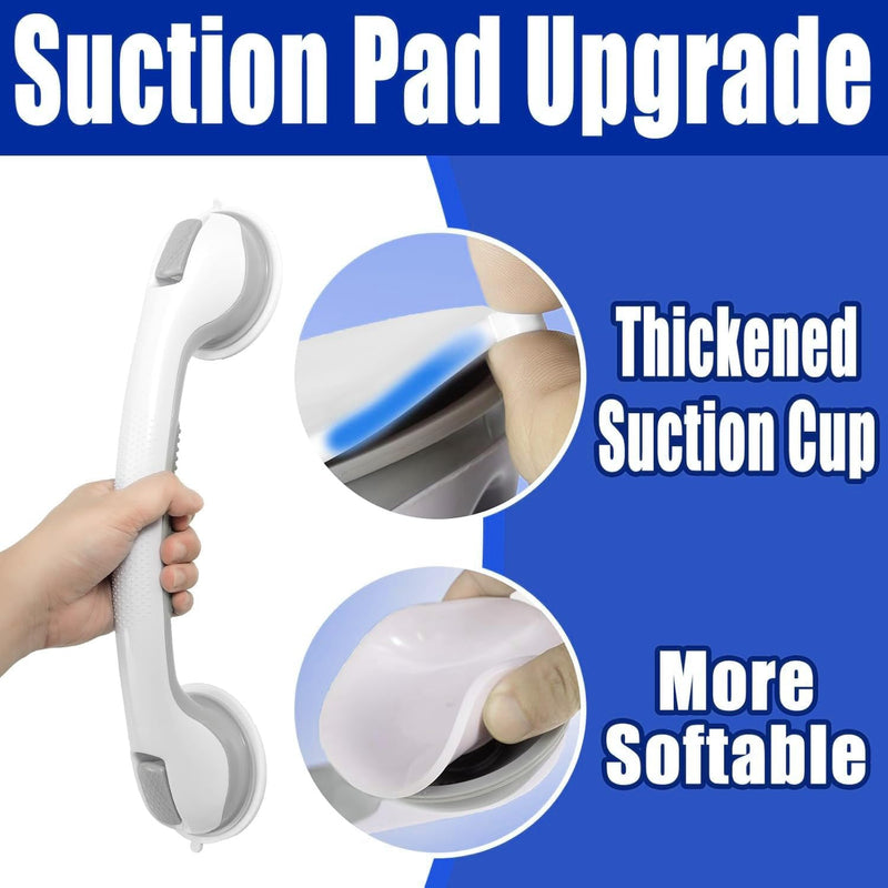 2 Pack 16.17” Grab Bars for Bathtubs and Showers, Shower Handles for Elderly Suction Cup Grab Bars for Shower Wall Heavy Duty, Safety Grab Bar for Seniors Suction Bathroom, No Drilling 2 pack 16.17 inch Gray