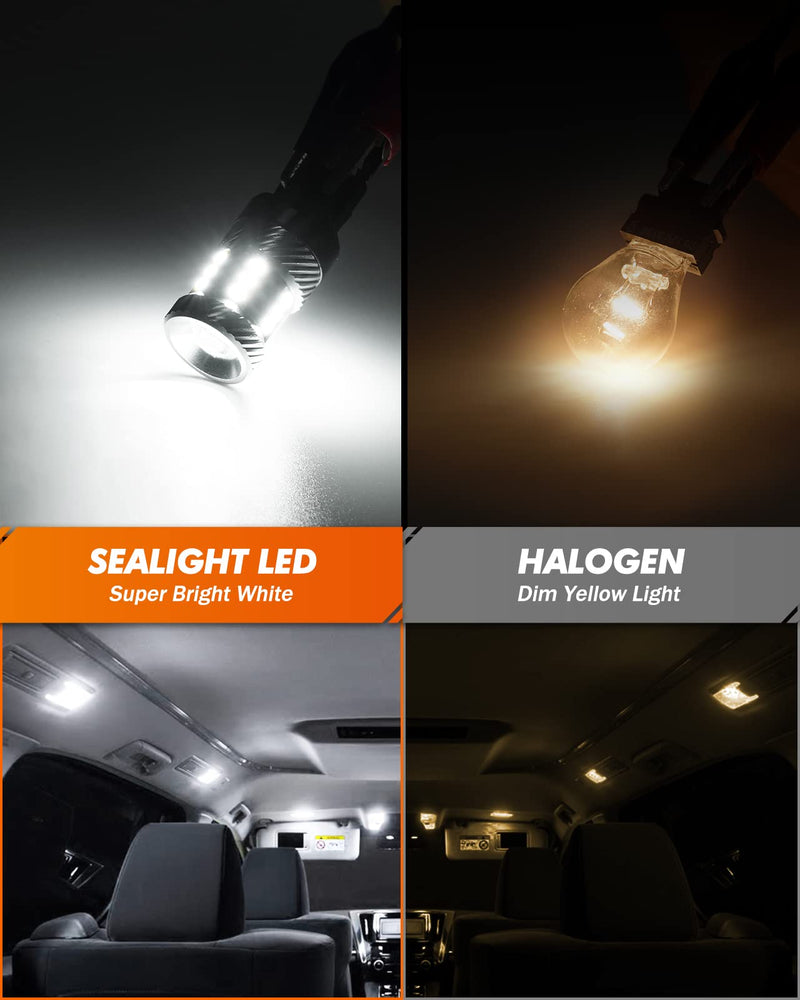 SEALIGHT 7443 7440 LED Bulb White Reverse Light, 7441 7444 T20 W21W LED Light Bulb with Projector for Backup Light,Tail Light,Brake Parking, Pack of 2