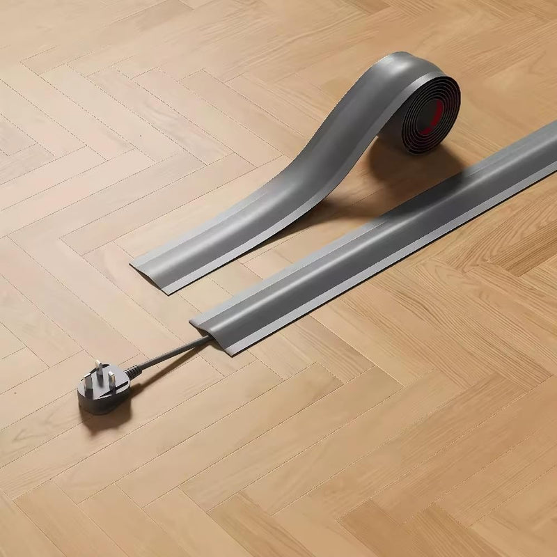 PVC Cord Cover Cable Protector, Cuttable Self-Adhesive Decorative, 1.5x393.7in Gray 1 Pack, for Floor Ceiling Corner Wall