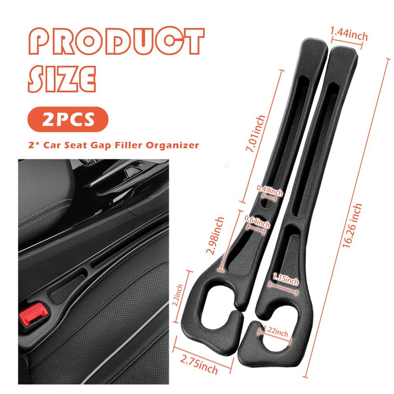 2PCS Car Seat Gap Filler Organizer with Storage Slots,Upgraded Car Gap Filler for Storing Phones,Keys,Items,Plug & Play No Drop Seat Guard for Cars Avoid Items Falling