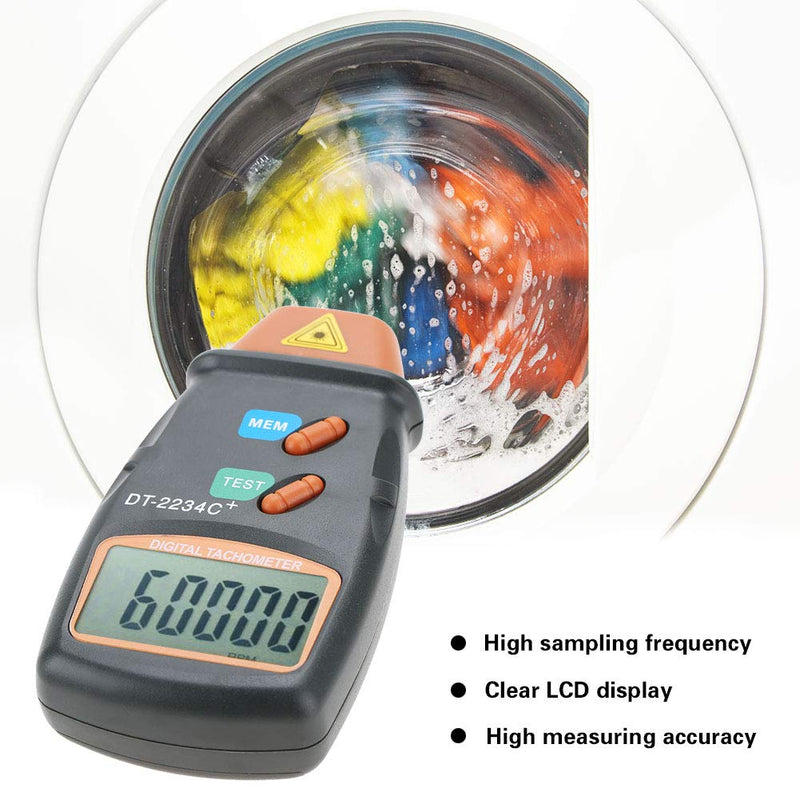 Digital Tachometer, ABS Plastic ‑2234C+ Non- Handheld Digital LCD Photo Tachometer Mini RPM Tester Meter, Clear LCD Display Auto Range Low Battery Indication