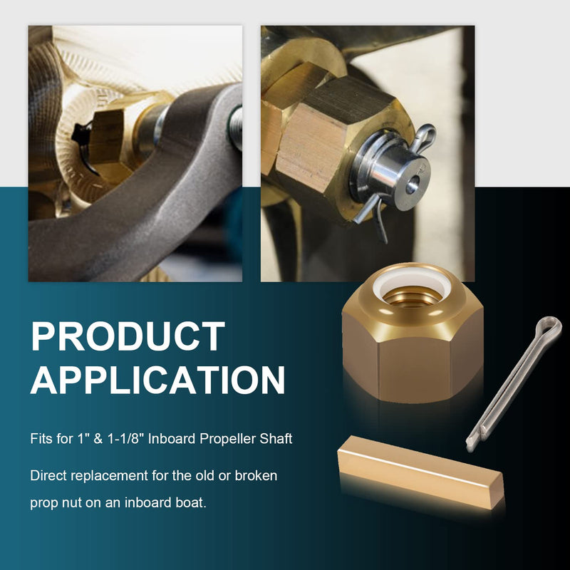 5008 Prop Nut Kit Brass Boating Accessories for 1" & 1-1/8" Inboard Propeller Shaft