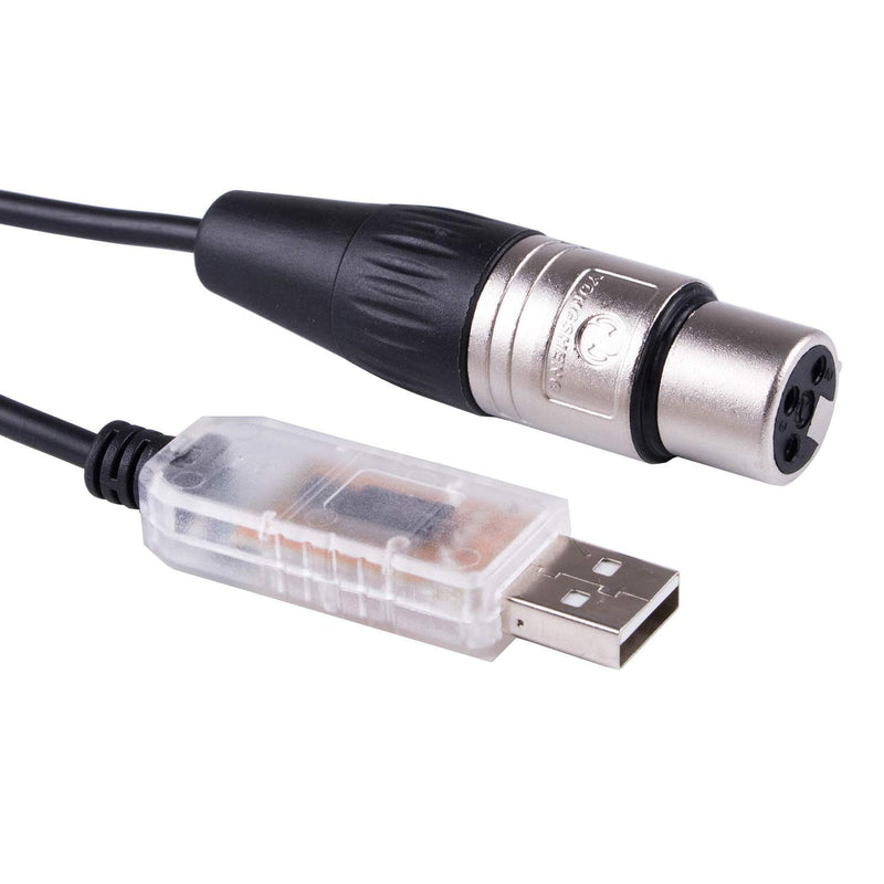 USB to DMX512 3PIN XLR Interface Adapter Freestyler Software Computer PC Stage Lighting Controller Dimmer DMXControl RS485 Serial Converter Cable Support Win7/8/10/Mac/Linux/vista (Length:3.28ft) Length:3.28ft