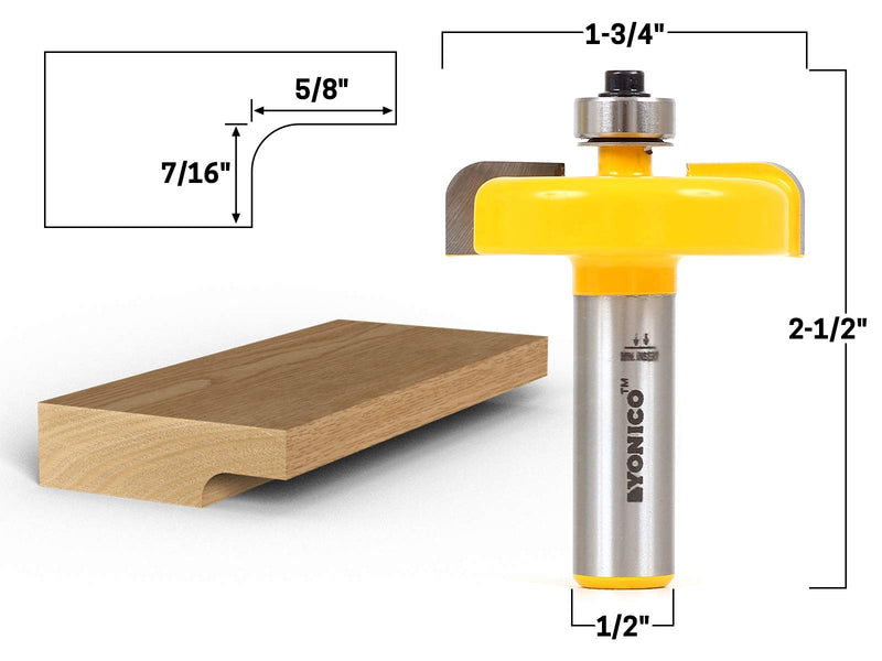 YONICO Router Bits Raised Panel Back Cutter 1/2-Inch Shank 12152 Backcutter