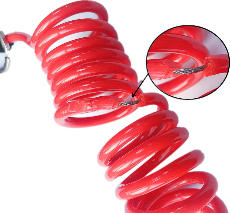 4' Breakaway Trailer Cable with Pin Trailer Brake Cable RV Stainless Steel Spring Towing Coiled Wire Safety Straps Ground Clip,for Breakaway Switch 4'