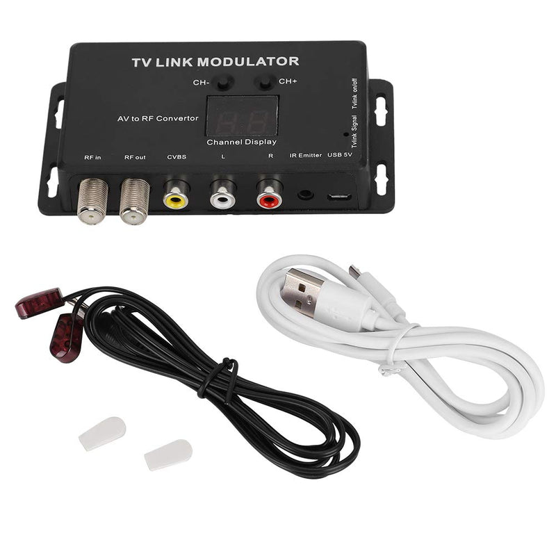 UHF Modulator TV LINK Modulator, Universal Composite A/V to RF Coax Agile Modulator RF TV Micro Modulator Compact RF Modulator Converter IR Extender Support PAL