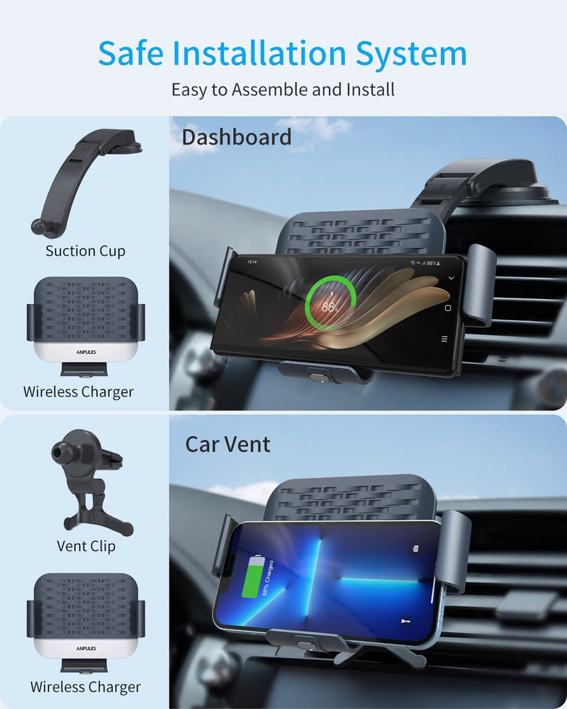 Dual Coil Wireless Car Charger Mount,for Galaxy Z Fold Series | Fast Wireless Charger With Auto Clamping Design,Fits Galaxy Z Fold7/6/5/4/3,Supports Air Vent And Dashboard Installation