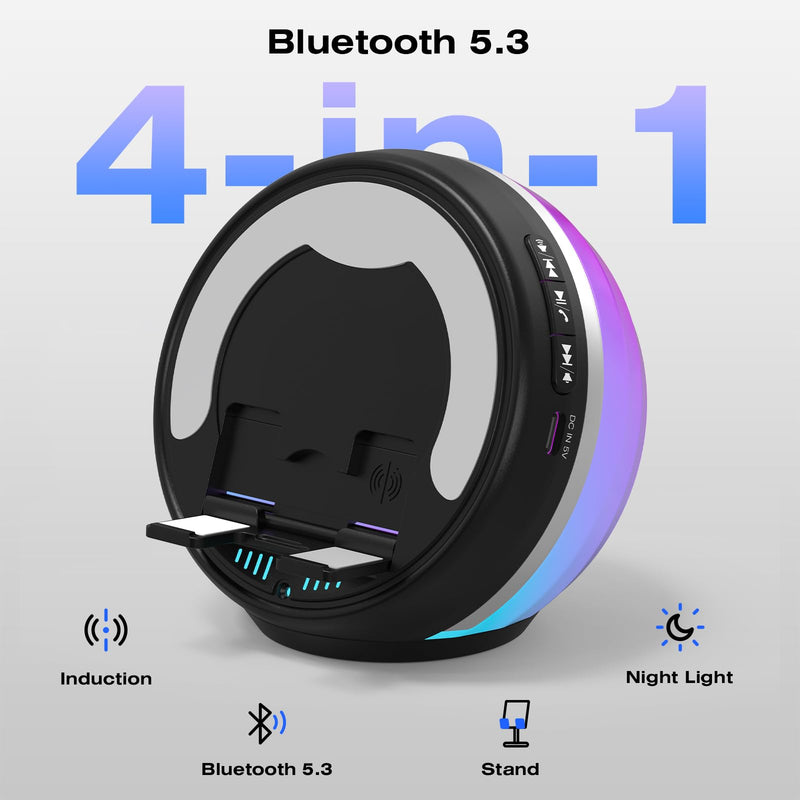 Wireless Induction Speaker with Phone Stand, RGB Bluetooth Desk Speaker | No Bluetooth Pairing, Instant Sound Boost, Great for calls, podcasts, and videos, Unique Gift for Men, Dad, Mom, Office